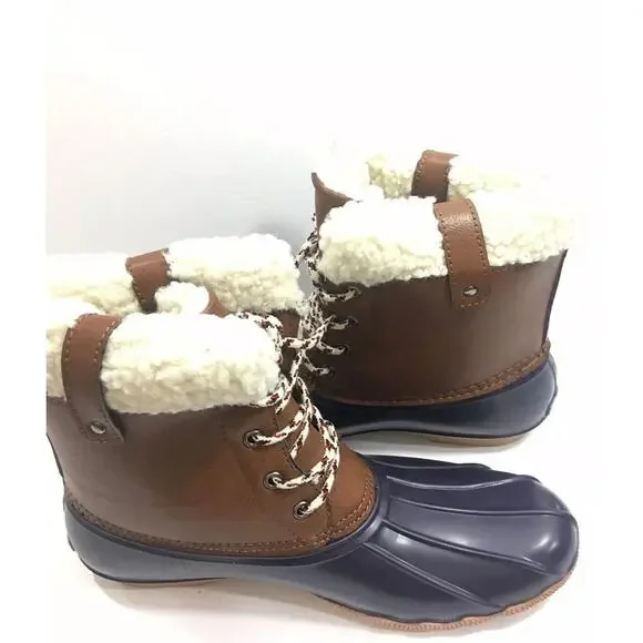 American Eagle Outfitters Duck Snow Boots Sz 11 Rain‎ Weather brown Leather NEW - Picture 8 of 9